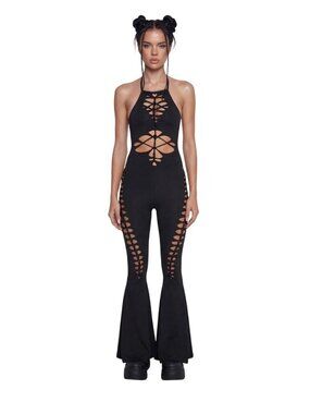 Dolls Kill Current Mood Submerged Ecstasy Cut Out Festival Jumpsuit XL NWT